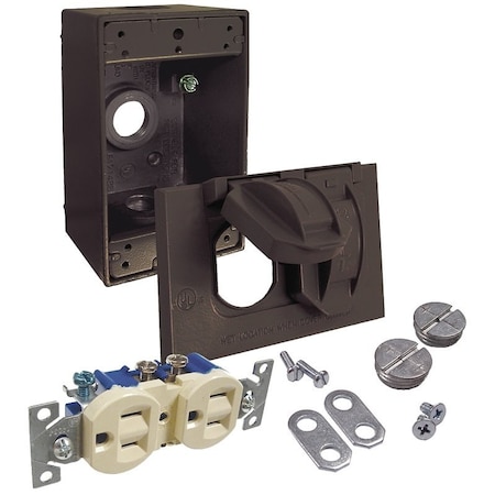 Bell Outdoor Receptacle/Cvr Dplx Kit Brz 1G 5839-7WRTR