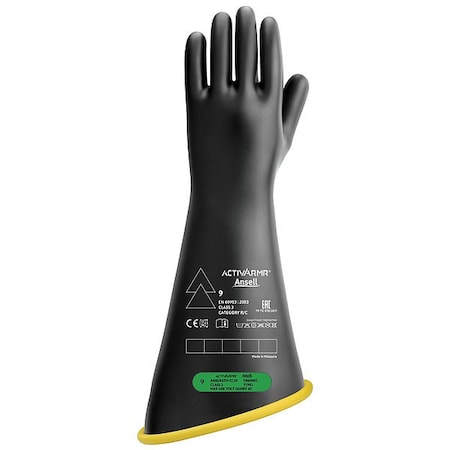 Ansell Electrical-Insulating Gloves, 26,500V AC, 39,750V DC, Natural Rubber Latex, 18 in Length, Size 10 RIG318YBCC