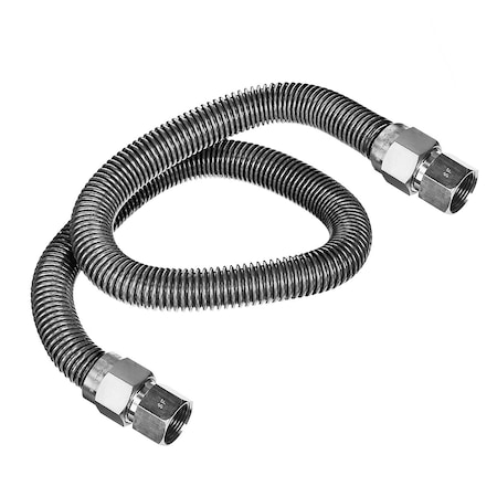 Flextron Gas Line Hose 5/8'' O.D. x 48'' Length with 3/4" FIP Fittings, Stainless Steel Flexible Connector FTGC-SS12-48O