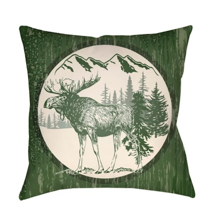 Artistic Weavers Lodge Cabin Moose Poly Filled Pillow - Dark Green & Beige - 20 x 20 in. LGCB2019-2020