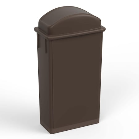 Regal Altair 23 Gallon Slim Rectangular Brown Plastic Trash Can with Dome Swing Lid, Vent Channel Design ZR-TC-300-BR+LD-310-KIT