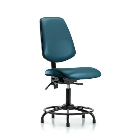 Blue Ridge Ergonomics Vinyl Chair, Desk, Round Tube Base, Med Back, Tilt, Glides, Royal BR-VDHCH-MB-RT-T1-A0-RG-8801