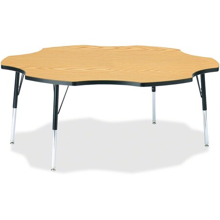 Jonti-Craft Berries Six Leaf Activity Table, 60 in., A-height, Oak/Black/Black 6458JCA210