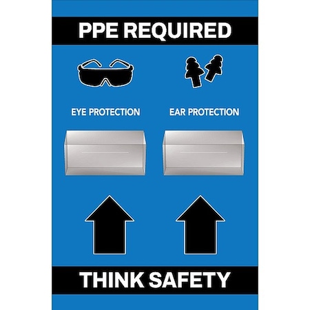 Visual Workplace PPE Shadow Board, Blue, 24 in H 30-1910-3624-P40803