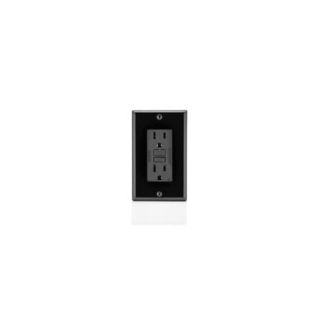 Leviton SmartlockPro Slim Self-Test GFCI Receptacle, 15A, Black N7599-E