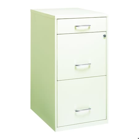 Space Solutions 14.25 in W 3 Drawer Vertical File Cabinet W/ Pencil Drawer, Pearl White 19157
