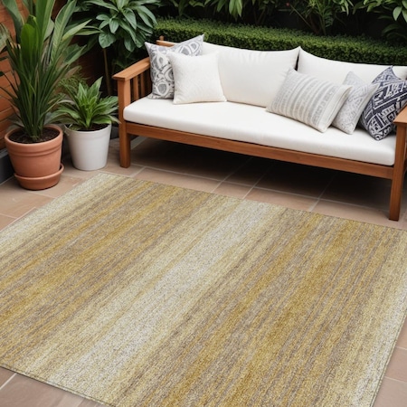 Homeroots 8' X 10' Gold And Beige Abstract Washable Indoor Outdoor Area Rug 599961