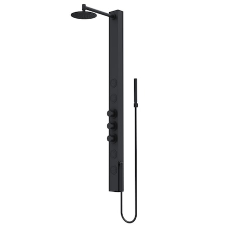 Vigo 58 in. H x 4 in. W 4-Jet Shower Panel System with Round Head and Hand Shower Wand, Matte Black VG08018MB