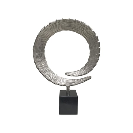 Homeroots 17" Black and Silver Marble and Aluminum Tabletop Sculpture 354695