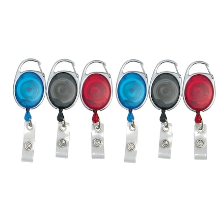 Sicurix Quick Clip Oval ID Badge Reel, 3 Colors Per Set, 2PK 68769