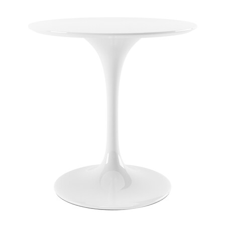 Homeroots 32" White Rounded Fiberglass And Metal Pedestal Base Dining Table 519070