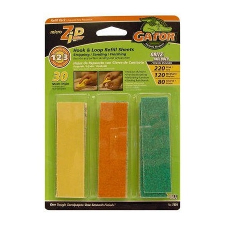Gator Finishing MicroZip Sander Refill, 30PK 7801GA