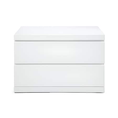 Homeroots 20" White Wood Two Drawer Nightstand 370734