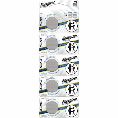 Energizer Coin Cell Battery, 100 mAh Cap, 3V DC, PK5 ECRN2016