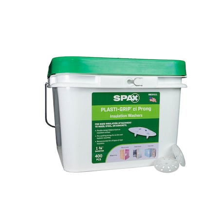 Spax 1.75 in Plasti-Grip Ci Prong Rigid Insulation Washer Plasti-Grip Bulk Pail, 400PK 3019677517500