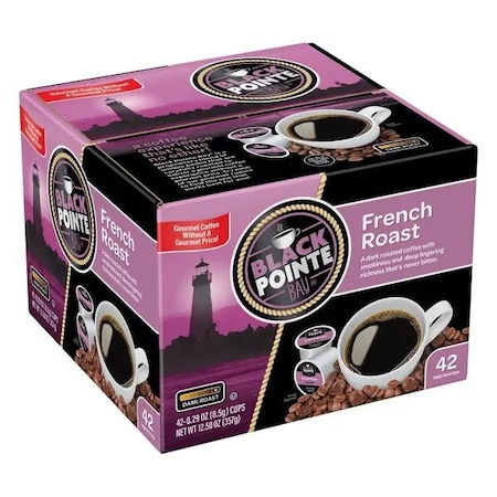 Black Pointe Bay Coffee, French Roast, Dark Roast, Single Serve Coffee Pods for Keurig K-Cup Brewers, 42PK FG018106