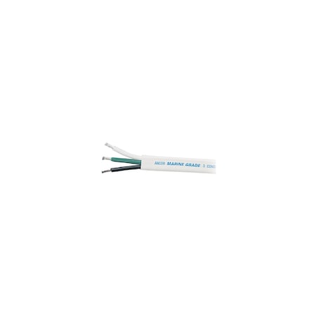 Ancor Marine Grade Tinned Triplex Cable, Black/Green/White Conductors, 8/3 AWG, 50 ft, White Jacket 130905