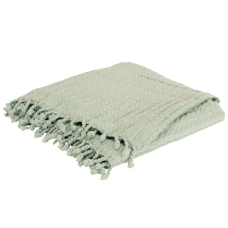Homeroots Aqua Knitted 100% Cotton Throw Blanket 518786