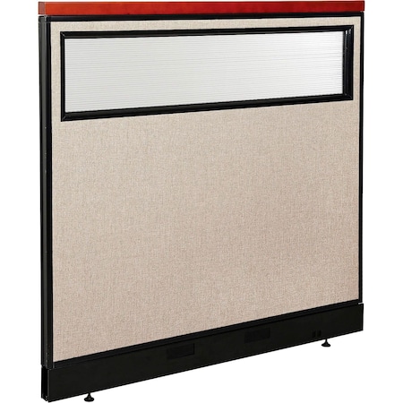 Global Industrial Interion Deluxe Office Partition Panel w/Partial Window and Pass-Thru Cable 48-1/4Wx47-1/2H Tan 694774WPTN