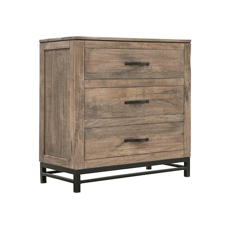 Homeroots 36" Brown Solid Wood Three Drawer Chest 524616