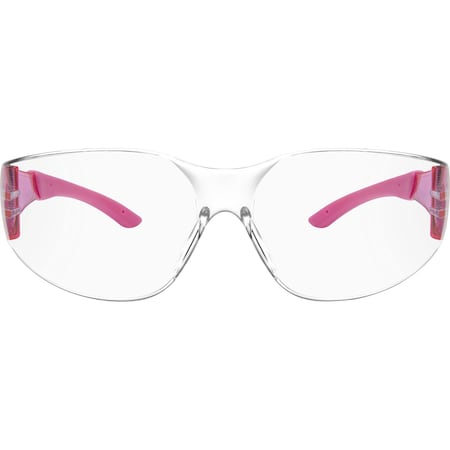 Ironwear Polycarbonate UV Safety Glasses with Comfort Grip Temple Tips, Clear, Pink 3575-C-P