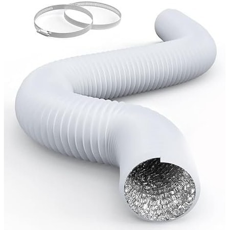 Ipower HealSmart 4 Inch 8 FT Flexible Aluminum Ducting, White GLDUCT4X8CPVCWHT