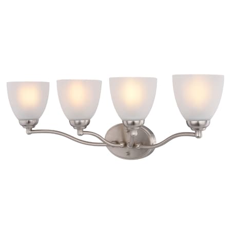 Vaxcel Bellwood 28 in. 4-Light Traditional Nickel Bathroom Vanity Fixture, Glass Shade W0522