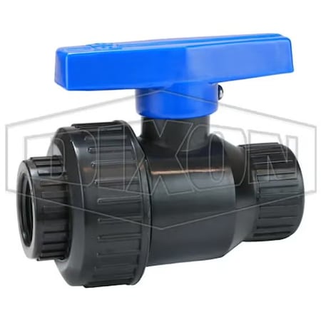 Dixon Direct Acting Single Union Ball Valve, 3/4 in Nominal, FNPT End Style, Polypropylene Body, Full Port SUBV75