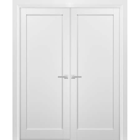 Sartodoors Double French Interior Door, 64" x 84", White QUADRO4111DD-WS-6484