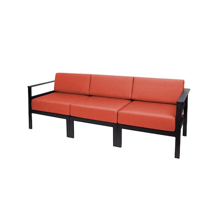 Bfm Seating Belmar 82in Outdoor Sectional Sofa with Sunbrella Cushions, Sand Black Frame PH6101BL-57013