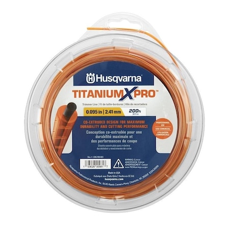 Husqvarna Titanium XPRO Trimmer Line, 0.095 in Dia, 200 ft L, Polymer 596780401