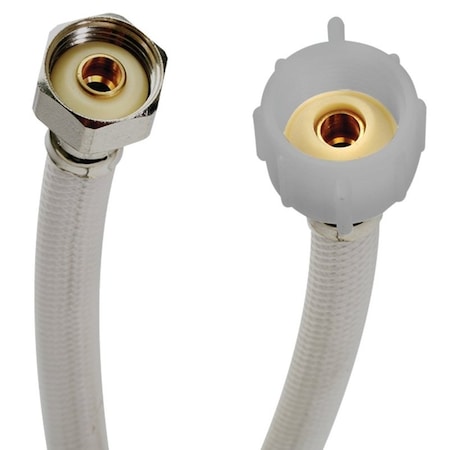 Fluidmaster Toilet Connector, 1/2 in Inlet, FIP Inlet, 7/8 in Outlet, Ballcock Outlet, Vinyl Tubing, 12 in L B4TV12