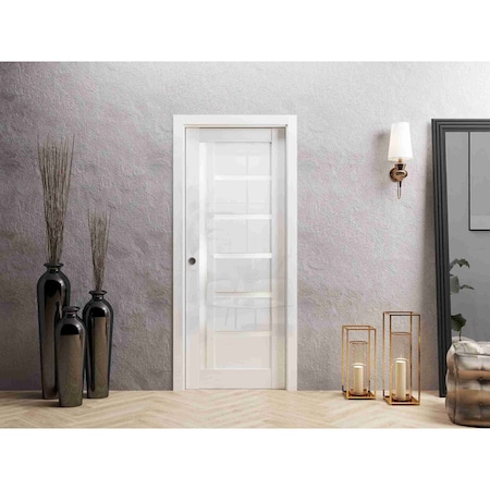 Sartodoors Sliding Pocket Door 24x84 inches White Solid Core Modern Interior QUADRO4088PD-GLOS-2484