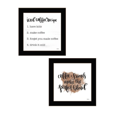 Homeroots Set Of Two Coffee and Friends Recipe Black Framed Print Kitchen Wall Art, 2PK 407955