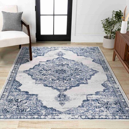Jonathan Y Alhambra Ornate Medallion Modern Light Blue/Ivory 5 ft. x 8 ft. Area Rug MDP400F-5