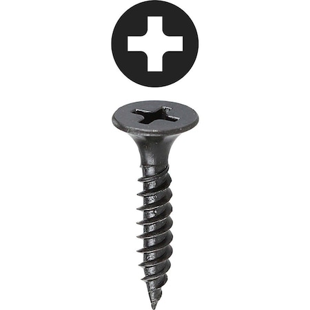 Dottie Drywall Screw, #6 x 1-1/4 in, Carbon Steel, Flat Head Phillips Drive, 100 PK DWSBX6114