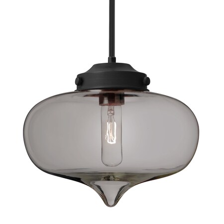 Besa Lighting Besa Mira Pendant, Smoke, Black Finish, 1x 60W MAX E26 Base 1TT-MIRASM-BK