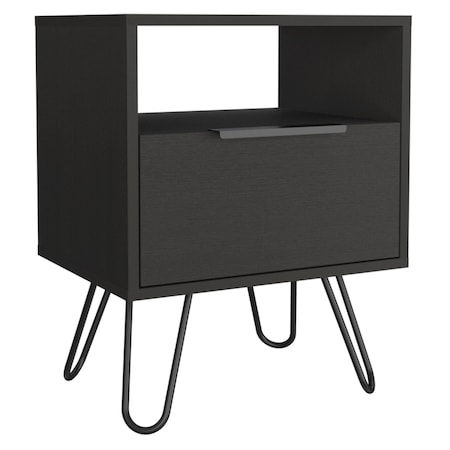 Homeroots 22" Black Wood Nightstand 543640