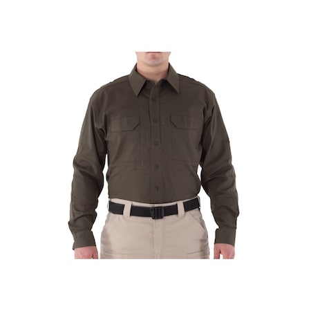 First Tactical Long Sleeve Shirt, 35% Cotton, 65% Polyester, Button, 4 Pocket(s), Olive Drab Green, XL 111006