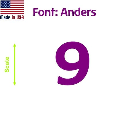 Aacc Self-Adhesive Vinyl Number: 9, Size: 12 cm. Color: Purple Font: Anders, 4PK AACC-Anders-N9-Purple-M12x4