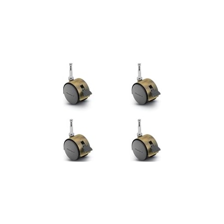 Shepherd Hardware Pacer Hooded Casters, Locking Antique Plate 50mm Dia, 5/16''x1-1/2'' Grip Neck Stem, 75 lbs Cap, 4PK PPA50302WA-B-4