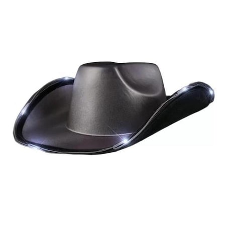 Surprise Light Up Shiny Satin Metallic Space Cowboy Hat, Dark Silver SU3335817