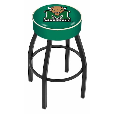 Holland Bar Stool Co 25" 4" Marshall Cushion Seat, Blk Wrinkle Base Swivel Bar Stool L8B125Mrshll