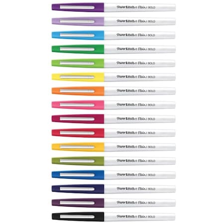 Paper Mate Flair Felt Tip Pens, Bold Tip 1.2 mm, 16 Assorted Colors 2125413