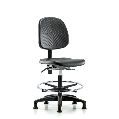 Blue Ridge Ergonomics Bench Chair, Poly, Med, Bk, CF Glides, No Arms, 19-1/2" to 27-1/2" Height, Black; Blue BR-PMBCH-MB-RG-T0-A0-CF-RG