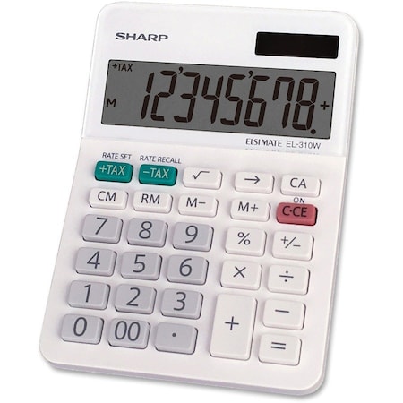 Sharp Sharp EL310WB 8 Digit Professional MiniDesktop Calculator, White SHREL310WB
