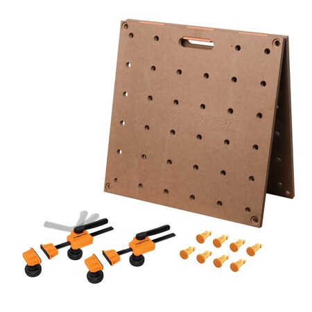 Powertec Arachni Flex 24in x 48in Foldable Tabletop w/2PCs Bench Dog Clamps & Quick-Insert Locks 72303