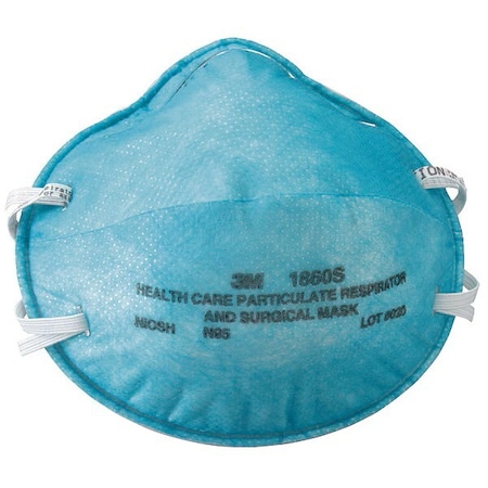 3M Particulate Respirator & Surgical Mask, N95, Level 2, Molded, Dual Straps, Metal Nose Clip, M, PK20 1860