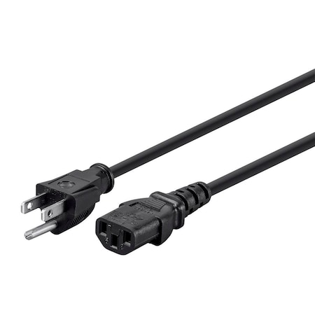 Monoprice Power Cord - NEMA 5-15P to IEC 60320 C13_ 18AWG_ 10A/1250W_ 3-Prong_ B 24196
