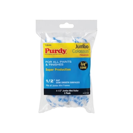 Purdy Jumbo Mini Paint Roller Cover, Colossus, 4-1/2 x 1/2-In Pair 140624033